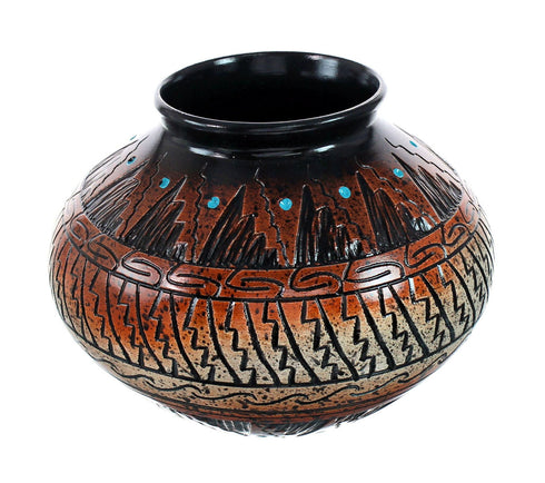 Navajo Indian Hand Crafted Pot By Artist Dewayne Eskeets NN20031